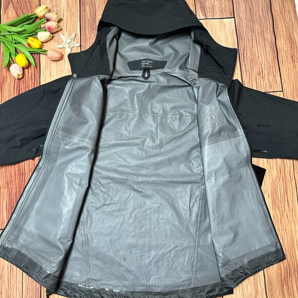 Men's Arcteryx Black Casual Waterproof Breathable Hooded Hard Shell Jacket L - Picture 4 of 7